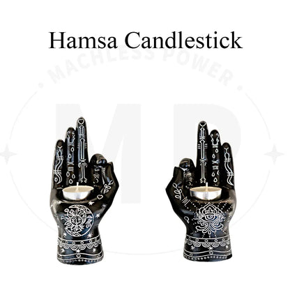 Religious Palmistry Hand Candlestick Hamsa Gyan Mudra Meditation Decor Candle Holder Evil Eye Sculpture Tealight Incense Hold