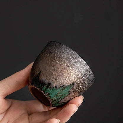 Gilt Ceramic Teacup Tea Cup Japanese Kung Fu Tea Set Ceramic and Pottery Household Retro Master Cup Teaware Kitchen Dining Bar