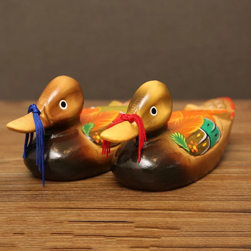 2PCS Chinese Mandarin Duck Ornaments Yuan Yang Love Birds Figurine Feng Shui Desktop Creativecrafts Home Accessories Decorations