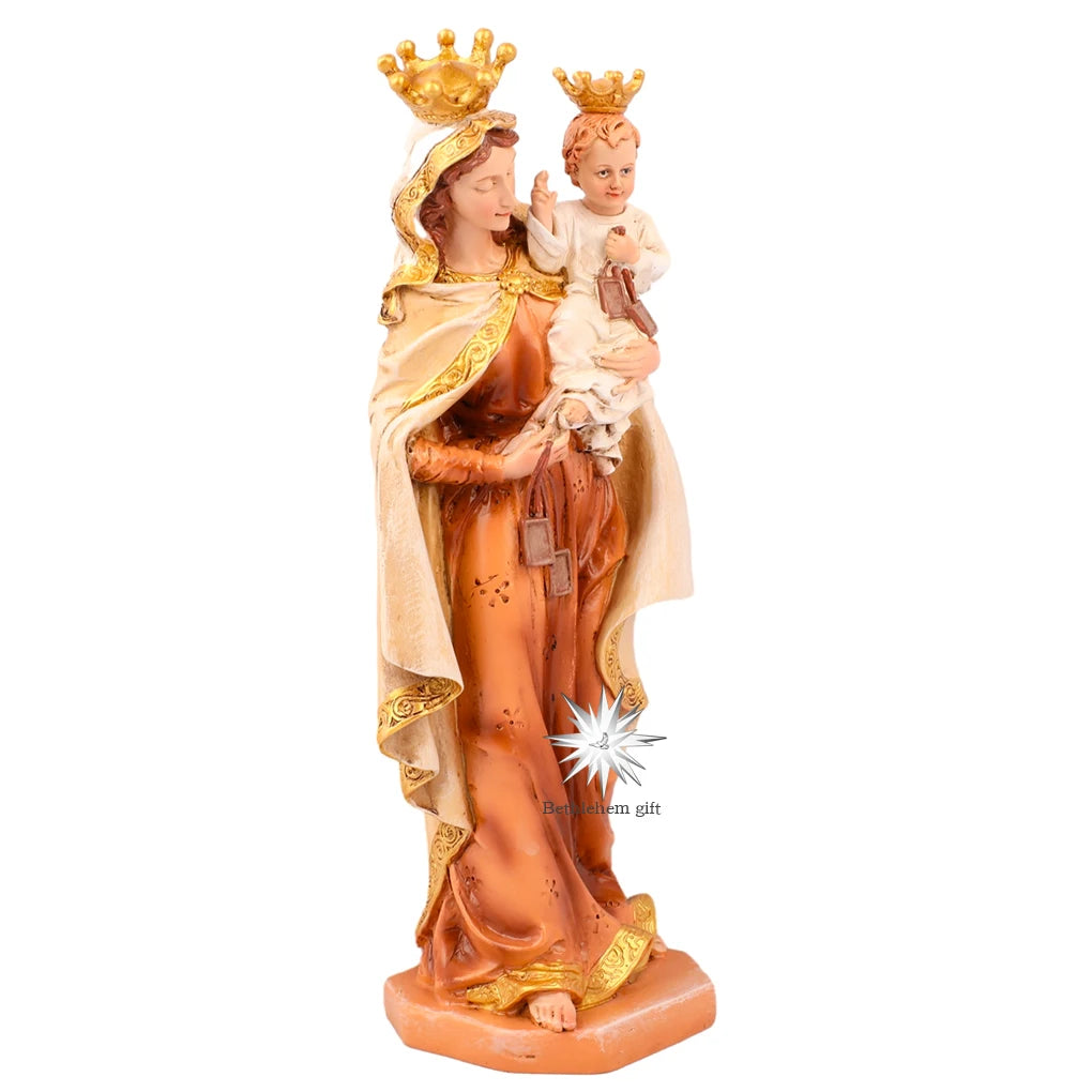 25cmH Our Lady of Mount Carmel Virgin Mary & Child Statue Sculpture Holy Figurine for HomeCatholic Decorative Ornament 25cm