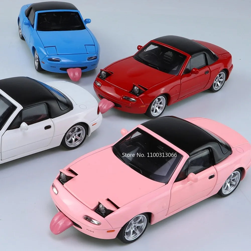 1/32 Scale MX5 Alloy Model High Simulation with Tongue Sport Car Wheels Can Be Turned Diecast Vehicle Toy for Adult Gifts
