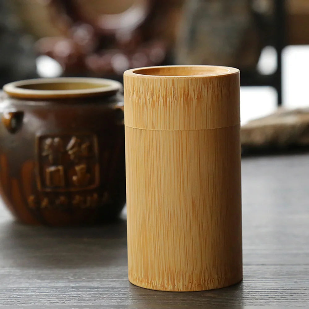 Handmade Tea Box Bamboo Storage Box Tea Canister Lid Seal Kitchen Storage Jars Accessories Spice Box Case Organizer