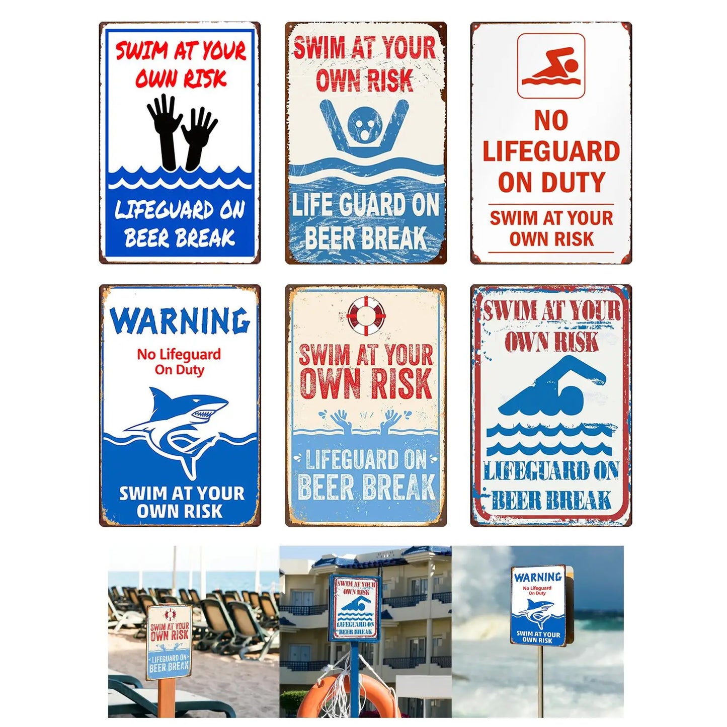 Swimming at Your Risk Risks Pool Pool Pool Sign Plate Plate Plate for Gardens Lakeside Beach