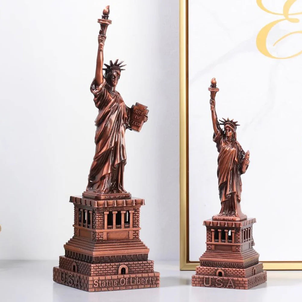 Office Decor Statue Liberty Desktop Ornament Decorative Vintage Metal Crafts Figurine Ornaments Tabletop
