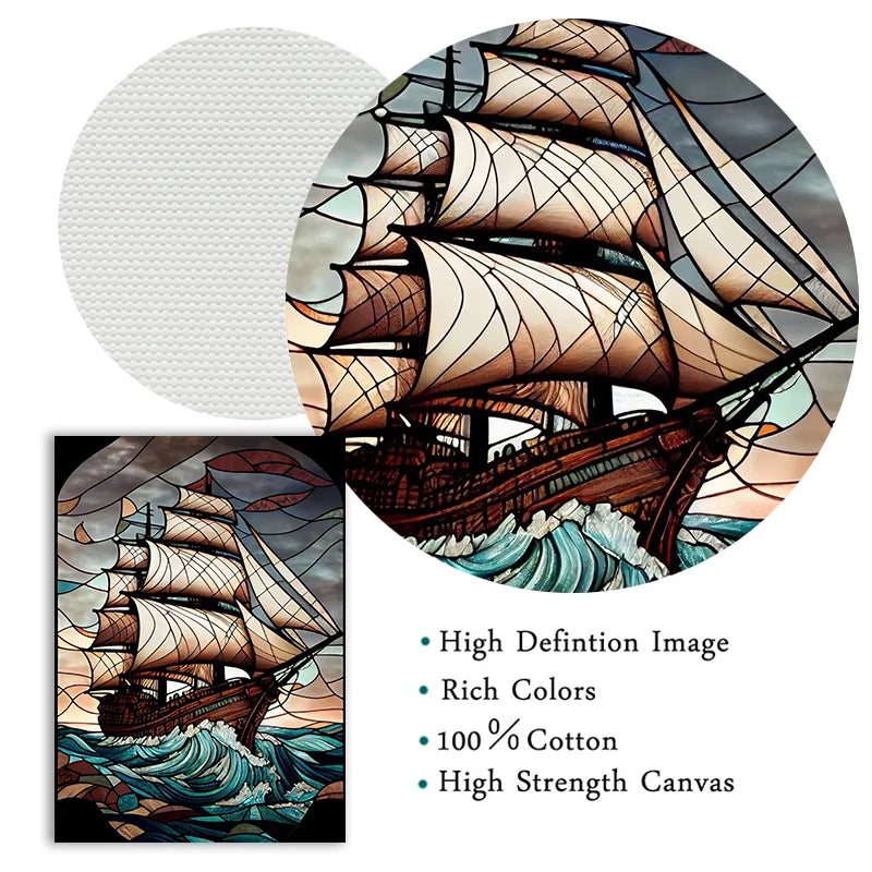 Modern Stained Glass Scenery Canvas Prints Wall Art Painting Nordic Posters Pictures Home Decor Mural For Living Room Unframed