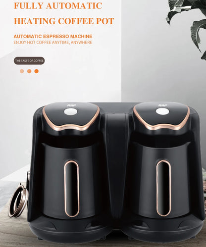 1000ml Coffee Makers Portable Automatic Turkish 1200W Double Coffee Boiler Machine Electric Pot AC 220V for 10 Cups Home Office