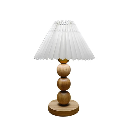 Nordic Vintage Pleated Three-Color Solid Wood Table Lamp Bedroom Bedside Desk Reading Decorative Lamp E27