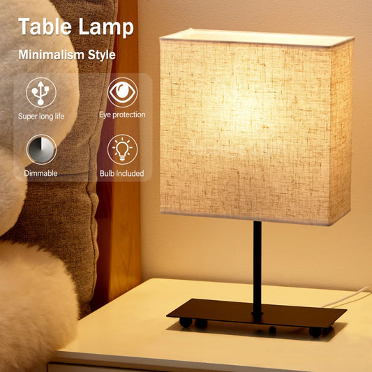 Chambre décor à la maison LED Table de chevet rectangulaire éclairage lampe de Table prise USB avec cordon infiniment réglable chambre Table veilleuses