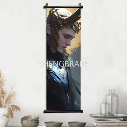 Marvel The Avengers Movie Loki Hanging Scroll Poster Artwork Home Decoration Decor Avengers Wallpaper Canvas Painting Print Gift