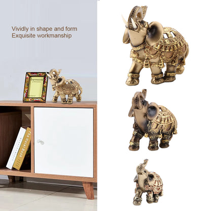 Elephant Sculpture Lucky Feng Shui Golden Elephant Statue Sculpture Wealth Figurine Gift Home Decoration Feng Shui Elephant