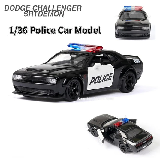 1:36 Ford Mustang Police Car Model Toy Alloy Diecasts Dodge Vehicles Model Simulation Car with Pull Back Collection Kids Gifts
