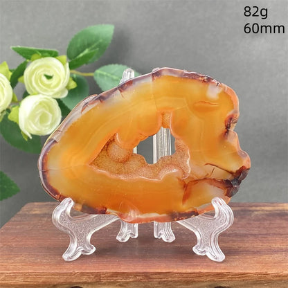 Natural Red Agate Crystal Cavity Stone - Energy Healing Reiki Meditation Beautiful Home Decor Gift for Prayer