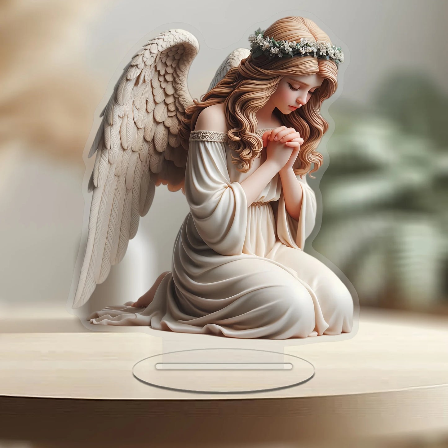 1 Elegant Prayer Angel, Decorative Plaque/2D Flat Decoration/perfect for Decorating Family Living Room Desk