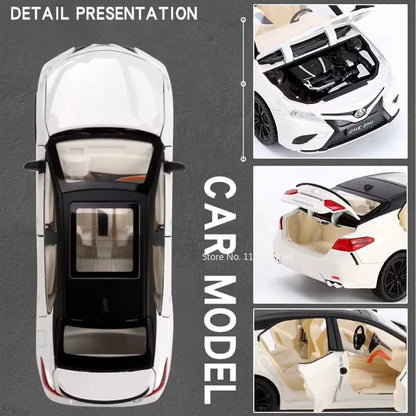 1:24 Camry RAV4 Models Cars Toys Rubber Tires Miniature Vehicles 6 Doors Opened with Light Music Car for Child Festival Gifts