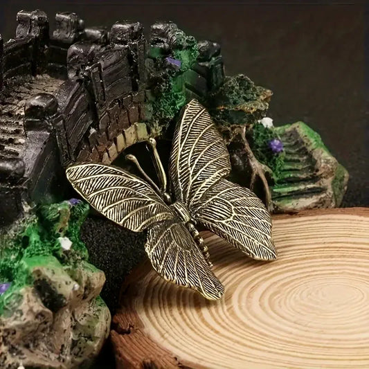 Home Decor Elegant Solid Brass Butterfly Statue - Versatile Indoor/Outdoor Decor for Home, Office, and Living Spaces