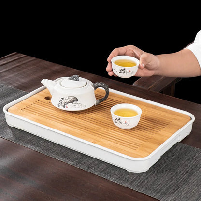 GIANXI Bamboo Tea Tray Home Living Room Kungfu Tea Set Small Tea Tray Draining Dry Soaking Table Storage Wet And Dry Use