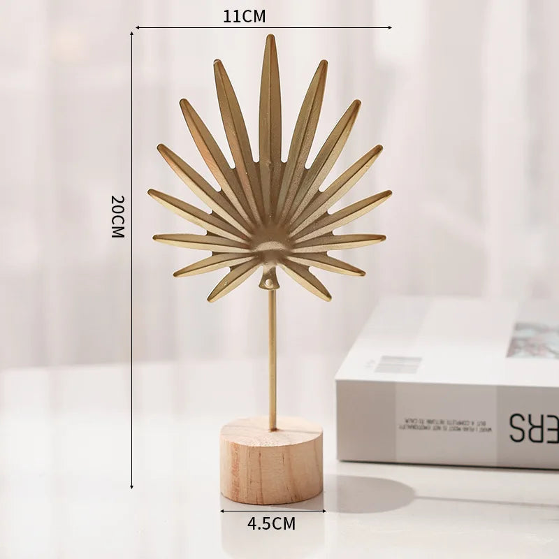 1pcs Golden Ginkgo Leaf Feather Metal Model Figurines Manual Desktop Crafts Ornaments Photo Props Statues Sculptures Home Decor