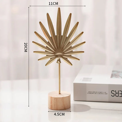 1pcs Golden Ginkgo Leaf Feather Metal Model Figurines Manual Desktop Crafts Ornaments Photo Props Statues Sculptures Home Decor