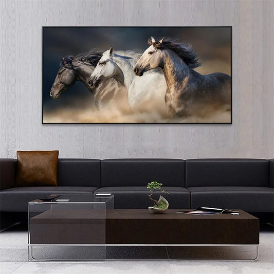 Affiche murale abstraite de cheval en cours d'exécution, impression sur toile à l'huile artistique moderne, peinture pour salon, décoration de maison, esthétique