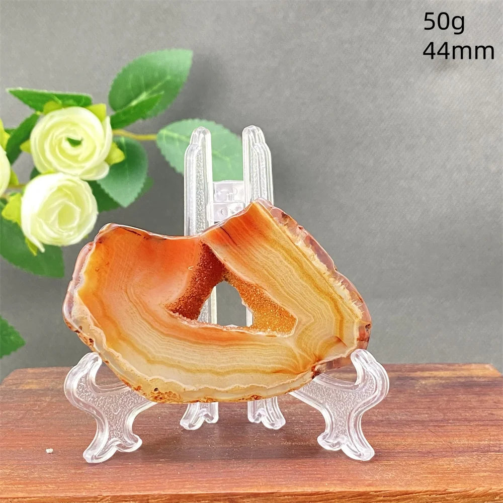 Natural Red Agate Crystal Cavity Stone - Energy Healing Reiki Meditation Beautiful Home Decor Gift for Prayer