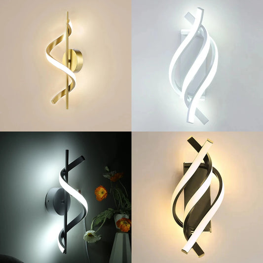 LED Spiral Wall Lamp Luxurious Modern Wall Lamp Room Corridor Stairs Wall Sconce Lamp for Home Bedside Living Room Lighting