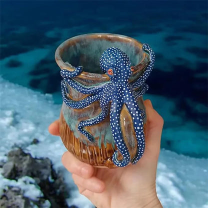 New Deep Blue Octopus Mug Home Deep Blue Octopus Resin Mark Coffee Cup