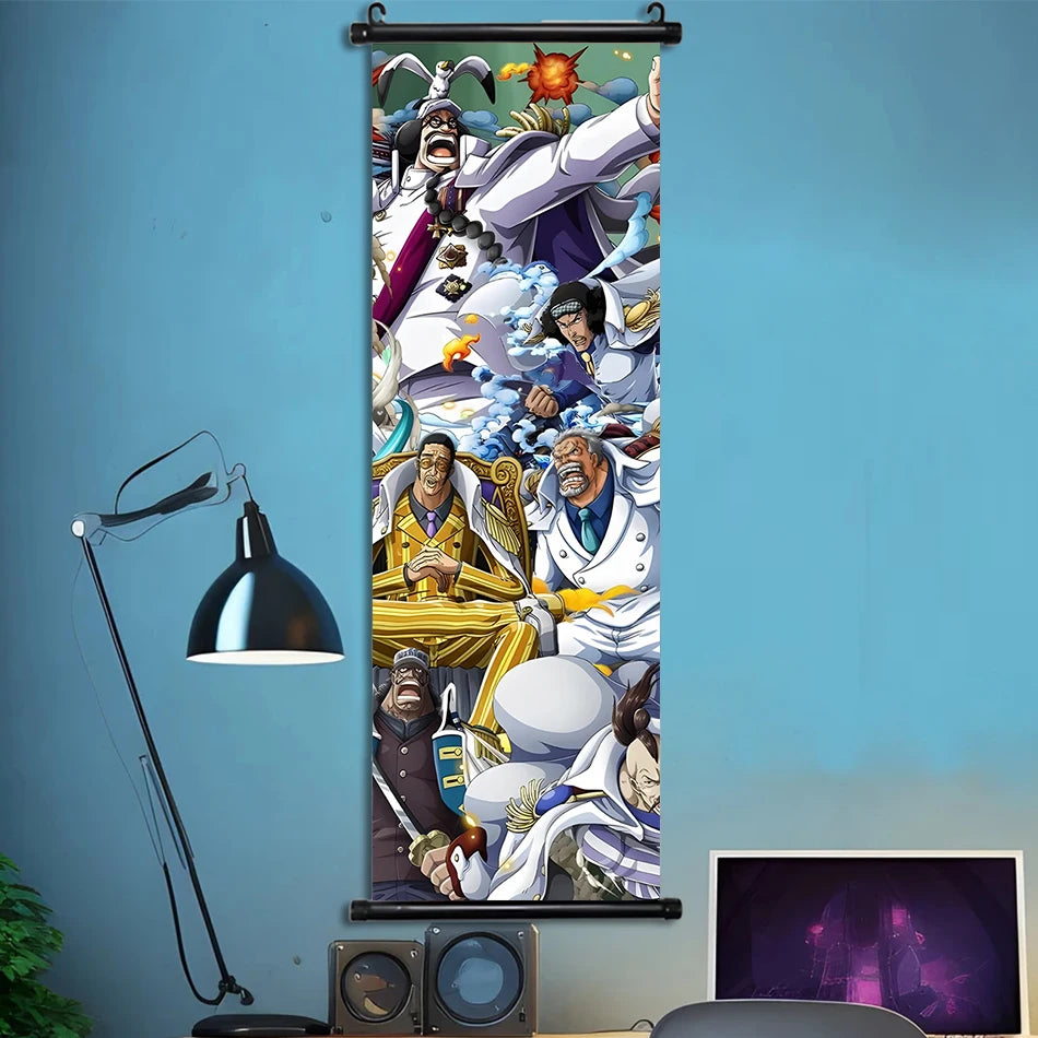 Luffy Hanging Scroll Poster ONE PIECE Anime Cartoon Wall Artwork Canvas Decor Home Decoration Zoro Wallpaper Doflamingo Art Gift