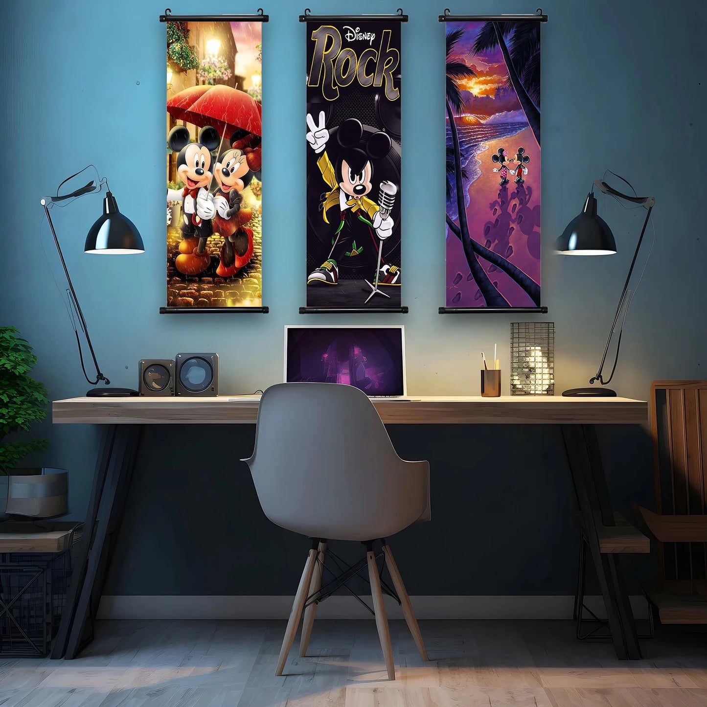 Disney Mickey Mouse Wallpaper Wall Artwork Canvas Hanging Scroll Poster Painting Print Home Decoration Art Child Birthday Gift