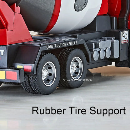 1/24 Alloy Electric Mixing Engineering Vehicle Model Car Toy Doors Can Opened Rubber Tires Vehicles for Boys Adult Festival Gift