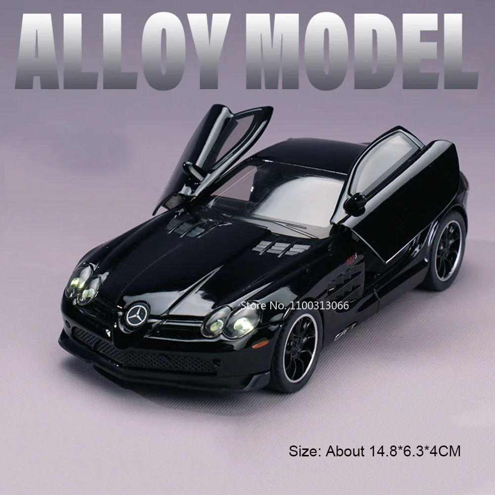 1:32 SLR 772S SLS Toys Model Sports Cars Alloy Diecast with Light Sound Vehicle Wheel Pull Back Miniature Car Boys Perfect Gifts