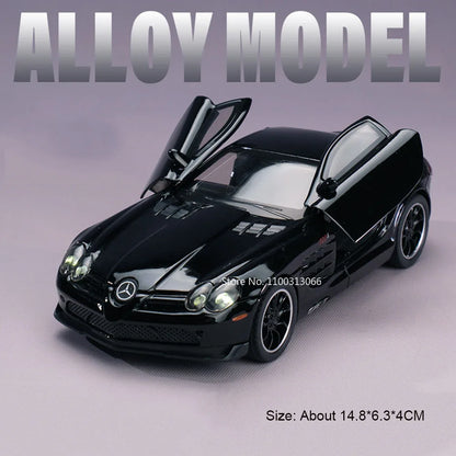 1:32 SLR 772S SLS Toys Model Sports Cars Alloy Diecast with Light Sound Vehicle Wheel Pull Back Miniature Car Boys Perfect Gifts