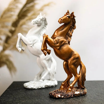 Nordic Abstract Resin Horse Statue, Golden, White, Black, Horse Figure, Figurines, Animal Model, Home Decoration