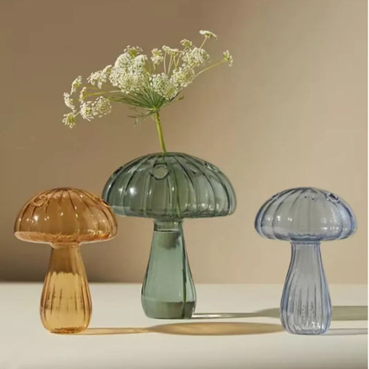Transparente Gelee-Farbe, Pilz-Glasvase, Aromatherapie-Flasche, Zuhause, kleine Vase, Hydrokultur-Blumentopf, einfache Tischdekoration