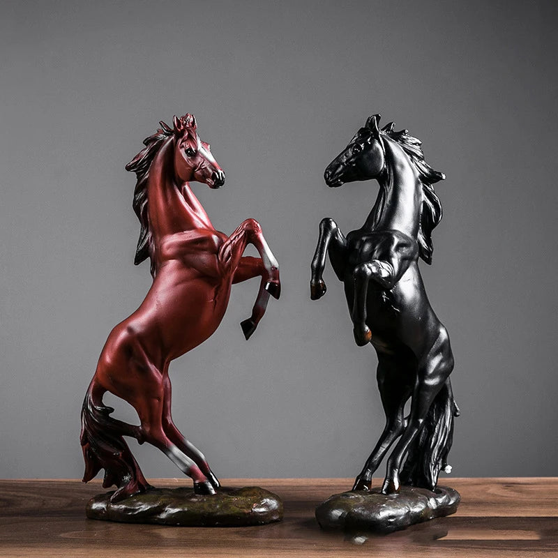 Resin Modern Horse Statuette Animal Figurines for Home Living Room Feng Shui Decoration Interior Bedroom Office Decor Objects