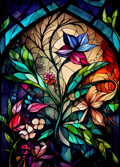 Modern Stained Glass Scenery Canvas Prints Wall Art Painting Nordic Posters Pictures Home Decor Mural For Living Room Unframed