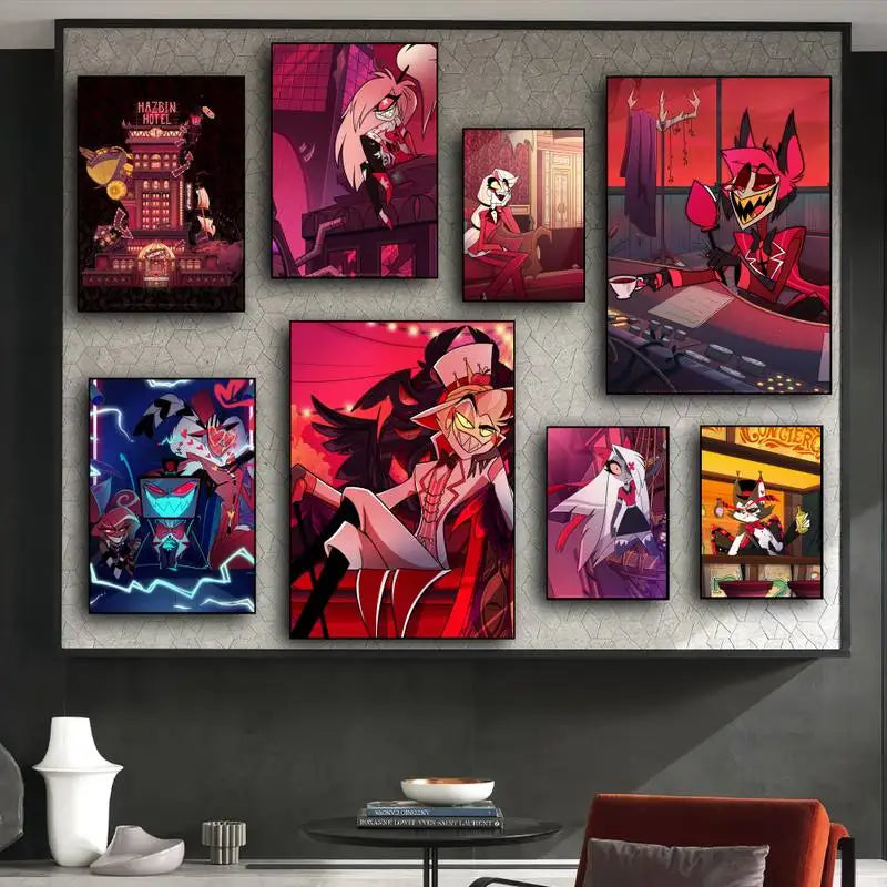 H-Hazbin Hotels Cartoon POSTER Prints Wall Pictures Living Room Home Decoration Small