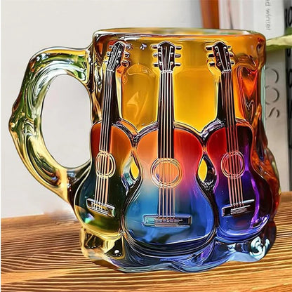 Personalized Creative Guitar Art Mug High-capacity Novelty Practical Coffee Mug Colorful Transparent Handicraft Ornament Cup