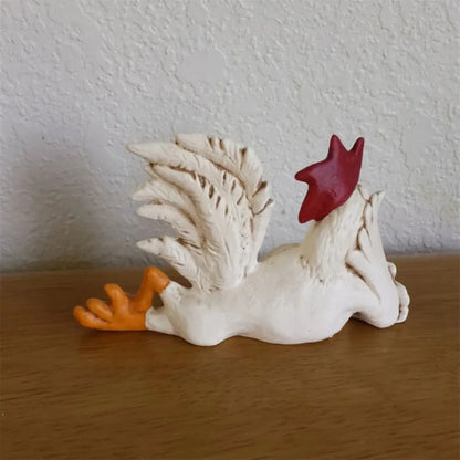 Rooster Decor Chicken Yard Art Sculpture Desktop Ornament Creative Rooster Decorative Figurine Resin Small Red White Rooster