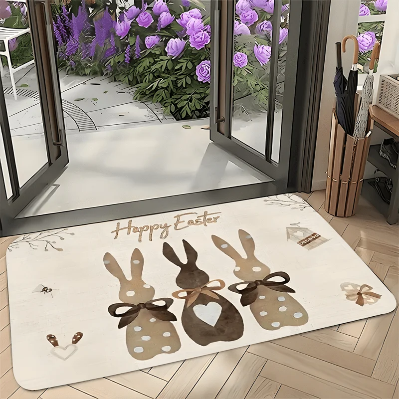 Easter Bunny Welcome Entrance Doormat Home Decoration Living Room Bedroom Kitchen Floormat Balcony Hallway Bathroom Non-slip Mat