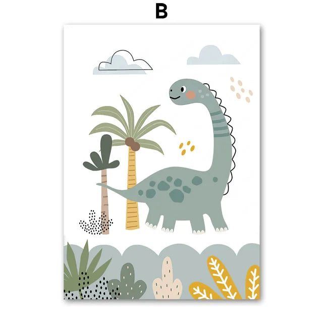 Jurassic Period Dinosaur Custom Baby Name Wall Art Canvas Painting Nordic Dino Posters And Prints Wall Pictures Kids Room Decor