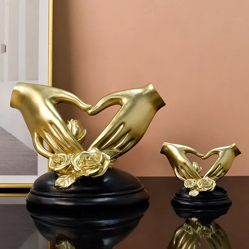 Statue de geste de main légère de luxe, Sculpture en or, Style européen, ornements d'armoire de salon, accessoires artisanaux en résine, décoration de maison