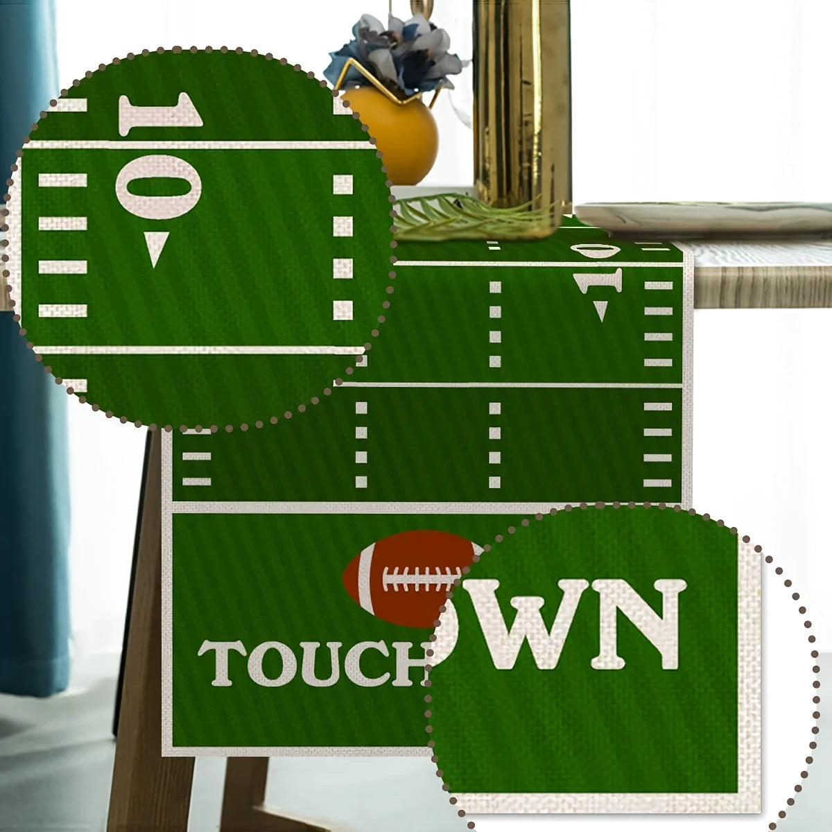 American Football Court Design Linen Table Runner Birthday Party Decorations Boy Sport Football Table Runners Dining Table Decor