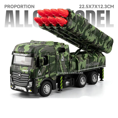 1:32 Intercontinental Missile Vehicles Toy Cars Models with Pull Back Light Sound Miniature Armored Car Boys Educational Toys