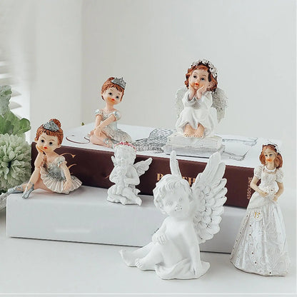 Nordic Retro Angel Statue Fairy Angel Figurine Photography Background Collectible Art Ornament Resin Statue