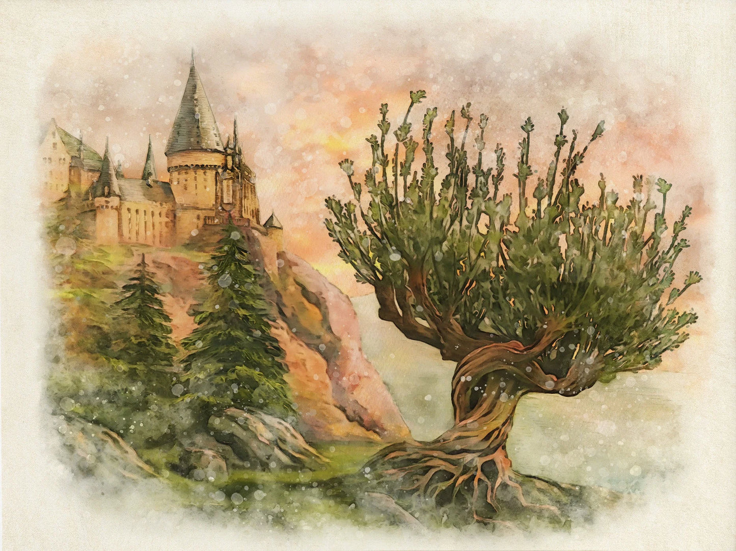 Wizard Inspired H-Hogwarts Poster Owl Magical School Castle Pumpkin House Canvas Painting Nursery Wall Art Kids Room Home Decor