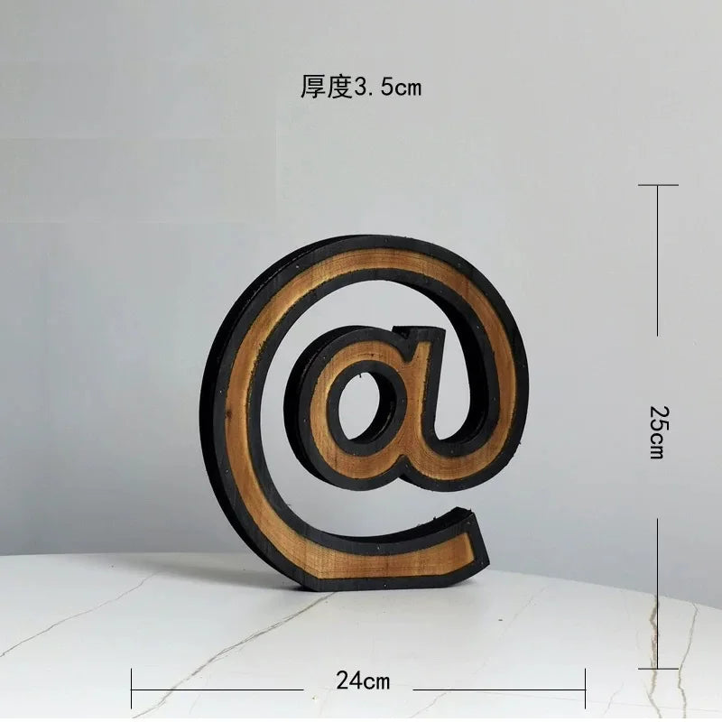 Industrial Style Uppercase English Letter Combination Distressed Solid Wood Bar Ornaments Cafe Shop Logo Decor Desktop Crafts