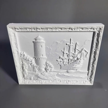 Nordic Lighthouse And Ship Retro Relief Art Ornaments Plaster Sculpture Decoration Living Room Figurines Desktop Modern Statue