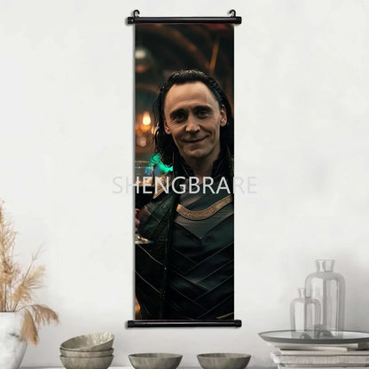 Marvel The Avengers Movie Loki Hanging Scroll Poster Artwork Home Decoration Decor Avengers Wallpaper Canvas Painting Print Gift