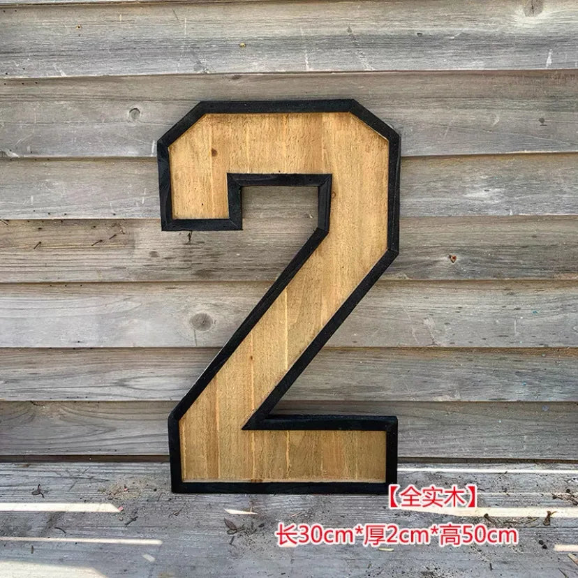 Uppercase English Letter Combination Distressed Solid Wood Bar Ornaments Cafe Shop Logo Decor Desktop Crafts Art Decoration