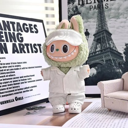 Clothes For Labubu 17cm Clothing The Monsters Doll's Vinyl Face Outfit Accessories DIY Kid Gift Cute Pajamas Set And Boots